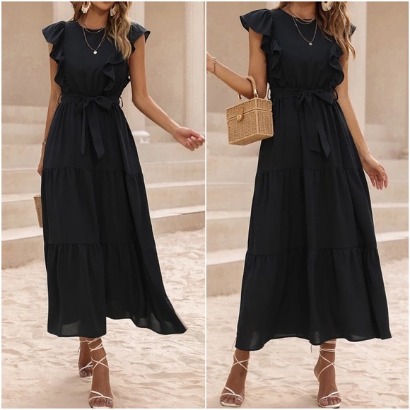 Boho Butterfly Sleeve Ruffle Maxi Dress - Picture 3 of 7